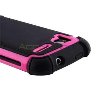 Pink Triple Layer Hybrid Impact Hard Case Phone Cover Skin for HTC 