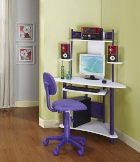 Purple Finish Corner Workstation Kids Childrens Computer Desk New 
