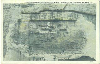 GA Stone Mountain Memorial in Progress C 1925 Postcard