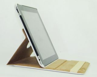 IPad 4/3/2 White leather rotating 360 degree case with stand