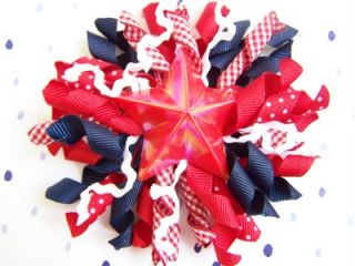 New Custom 4th of July Red Star Boutique Korker Hair Bow
