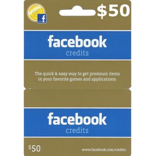 Facebook $50 Credits Prepaid Card Zynga Cityville Farmville Free 