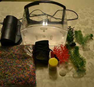 Gallon Black Aqueon Mini Bow Desktop Aquarium Kit Full set up with 