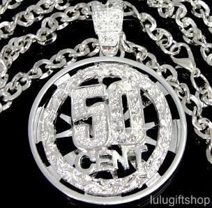 50 Cent Bling Spinner Hip Hop Pendant Chain Necklace