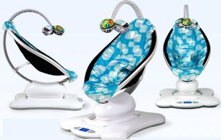 4MOMS Mamaroo Infant Bouncy Seat Rocker Bouncer Swing Blue Plush New 