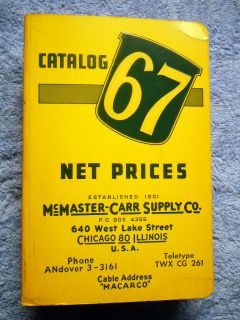 1961 MCMASTER CARR CATALOG #67 REFERENCE ASBESTOS LITIGATION NICE 