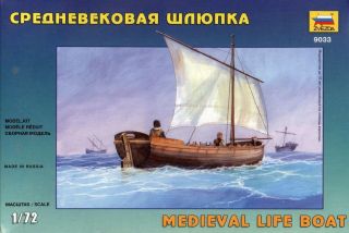 Zvezda 1/72 9033 Medieval Era Lift Boat Raft Ship Sail