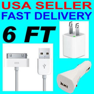 ft Long USB Charge Sync Data Cable Wall Car Charger Apple iPhone 4 