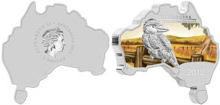 2X 2012 Australian Kookaburra Map Shaped Coin 1oz Silver