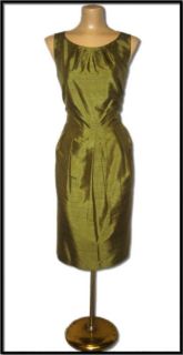 RETRO 60s SEXY Sage Green SILK Wiggle Cocktail DRESS MADMEN sz. 8 