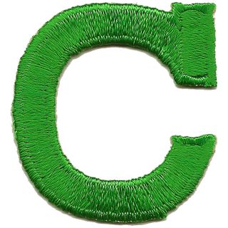 Green Letter C Alphabet Embroidered Iron Patch Applique