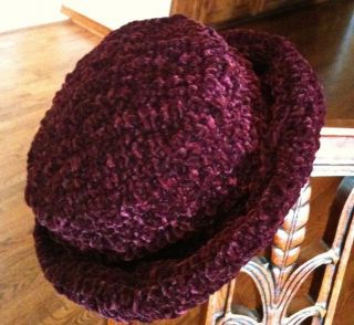 PHILIP TREACY couture HAT, Purple Burgundy Maroon VELVET VELOUR size 7 