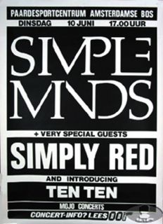 Simple Minds 1986 Concert Poster Simply Red Ten Ten