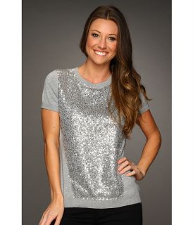 vince camuto silver sequin short sleeve sweater $ 119 00