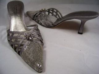 Marinelli Franci Silver Snake Heels Retails $90 Womens Shoes Size 10 