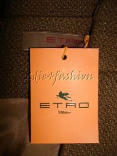 605 New with Tags ETRO Beautiful Brown Olive Green Pleat Wool Cotton 