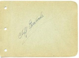Cliff Edwards Vintage 3OS Original Signed Page Autographed Jiminy 