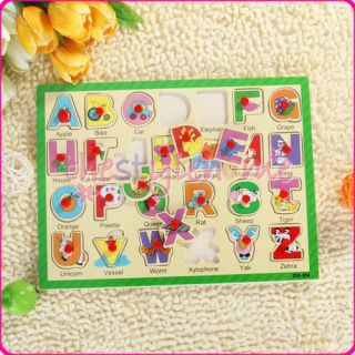 Wooden Baby Learning Alphabet Letter Puzzle Toy Safety