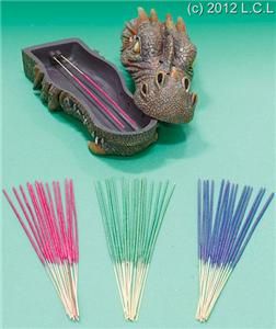 Whimsical Detailed Dragon Incense Burner with Storage incl 48 Incense 