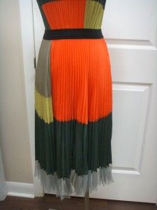 BCBG Max Azria Abie Color Blocked Cocktail Pleated Dress Size 4