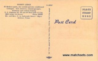 Abilene Texas Sunset Lodge Roadside Linen Postcard