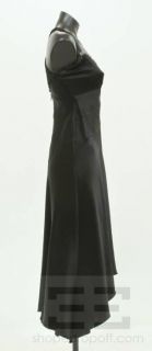 ABS Allen Schwartz Black Satin & Silk Trim Jeweled Buckle Detail Dress 