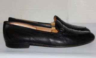 Testoni $1375 Black Leather Crocodile Trim Loafers Shoes 10 5 OMG 