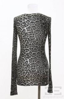 BCBG Max Azria Grey Leopard Print V Neck Top Size S