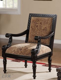 New Charlotte Traditional Upholstered Wood Accent Chair
