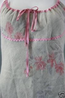 ABS Allen Schwartz Tan Linen Sun Dress w Pink Ric Rac 4
