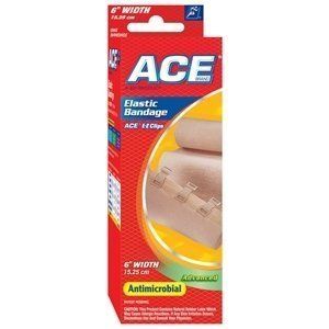 New Ace Elastic Bandage EZ Clips 6 w x 5 3 ft Advanced Antimicrobial 