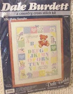 abc alphabet baby sampler cross stitch kit 1988 nip