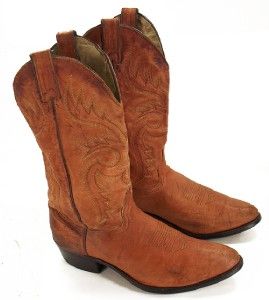 048D Mens Abilene Rust Real Deerskin Embroider Cowboy Boots Sz 9 5 EE 