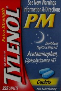 Tylenol PM 225 Caplets Acetaminophen Nighttime OTC Sleep Aid Tylenolpm 