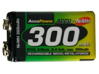 24 x 9 V 300 mAh Accupower NiMH Rechargeable Batteries