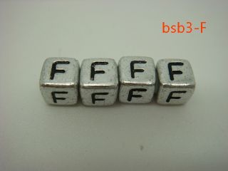 50pcs 10g 6mm Silver Cube Acrylic Individual Letter Alphabet Beads 