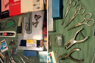 Vintage Junk Drawer Lot School and Office Supplies Pencil Sharpener 