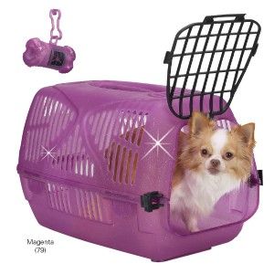 ProSelect Sparkle Pet Dog Plastic Carrier Crate Magenta