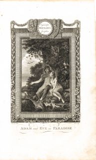 C1785 Adam Eve in Paradise English Engraving