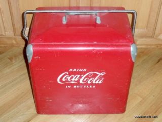 vintage drink coca cola in bottles cooler from acton