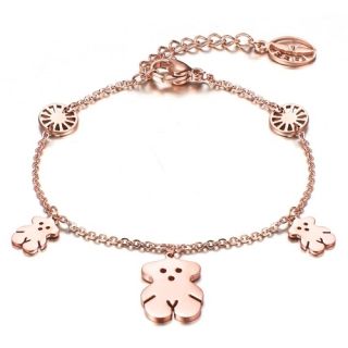   Box Rose Gold Plated Stainless Steel Charms Bracelet Chain Link