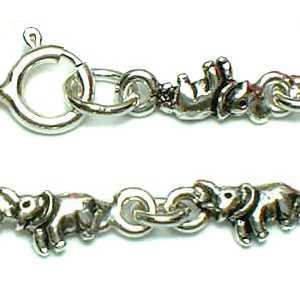 925 Sterling Silver Elephant Charm Link Bracelet 65