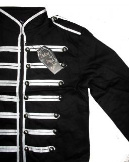 Black Silver Military Jacket Goth Adam Ant s M L XL Goth Cyber Punk 