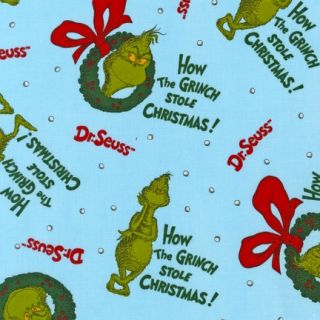   Seuss HOW THE GRINCH STOLE CHRISTMAS 2 Ice ADE 12608 88 Fabric Kaufman