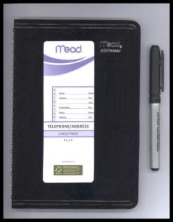 Mead Large Print Black Phone Password Address Book