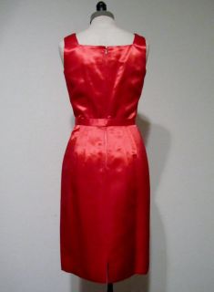 Vintage 1950s Red Dress Party Cocktail Wiggle Bombshell Red Satin S 