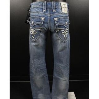 Mens Rock Revival Jeans Straight Leg Adrien T2 RJ8709 Diamond Leather 