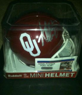 Adrian Peterson Autographed Ou Mini Helmet with COA