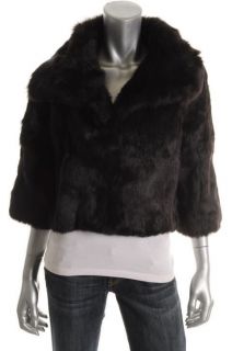Adrienne Landau NEW Brown Rabbit Fur Lined Outerwear Cropped Jacket S 