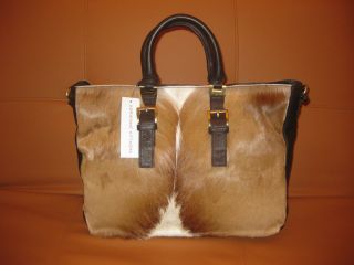 New Adrienne Vittadini Luna Gazelle Springbok Handbag Tote Shopper 